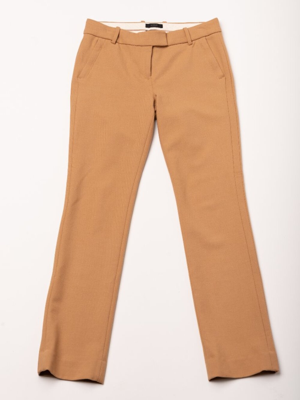 J. Crew Campbell Camel Tan Wool Blend Straight Leg Dress Pants Sz 2 EUC Academia